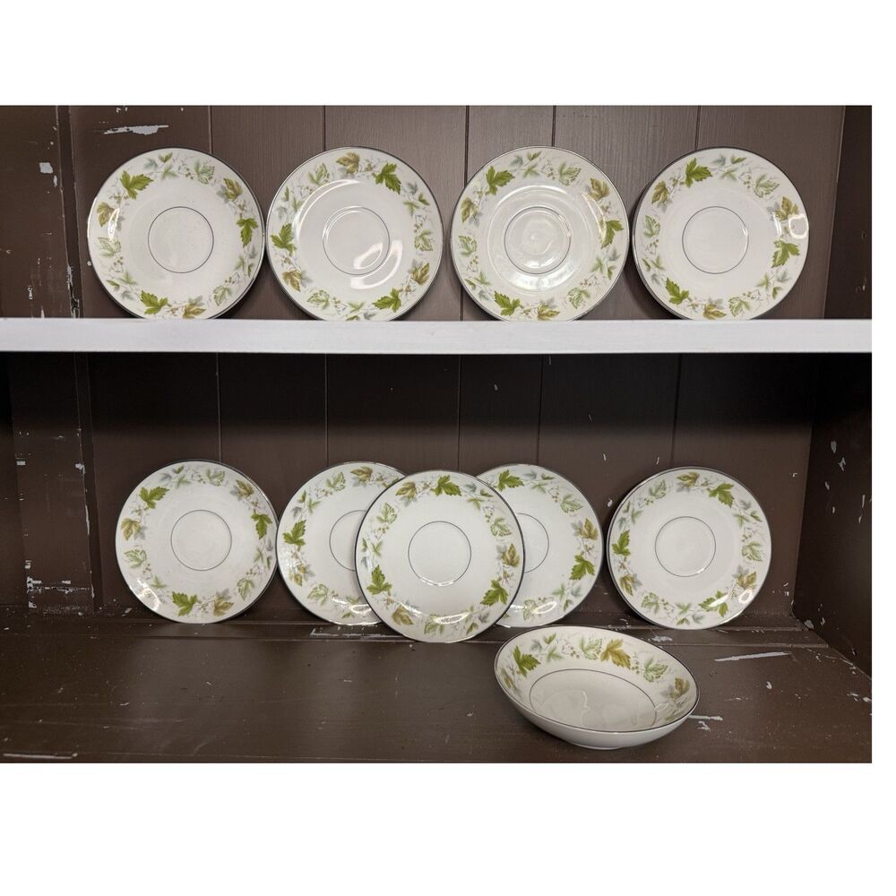 Harmony House Saxony 3695 Porcelain Floral 9 Plates and 1 bowl